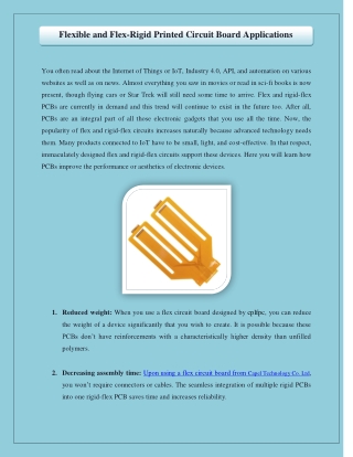 Flexible and Flex-Rigid Printed Circuit Board Applications