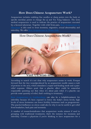 How Does Chinese Acupuncture Work?