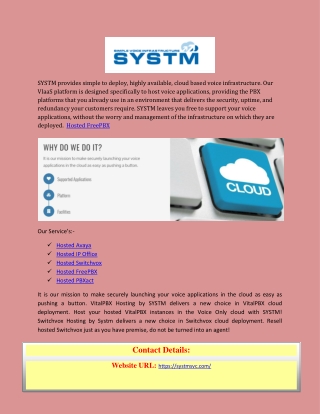Systmsvc cloud based voice infrastructure