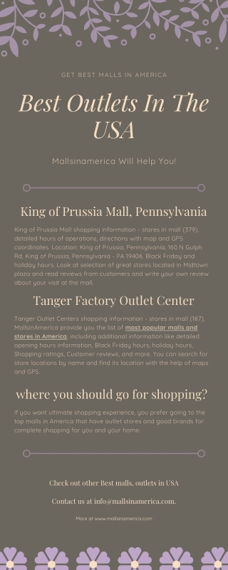 Mallsinamerica Will Help You to find best Outlets In The USA?