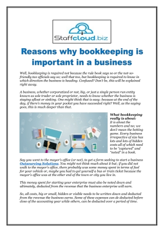Reasons why bookkeeping is important in a business