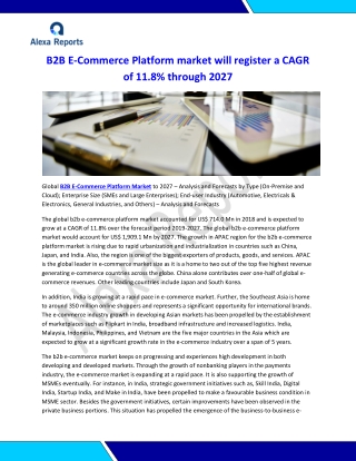 Global B2B E-Commerce Platform Market to 2027
