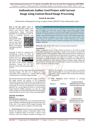 Authenticate Aadhar Card picture with current image using content-based image processing