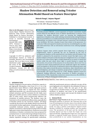 Shadow Detection and Removal using Tricolor Attenuation Model based on Feature Descriptor