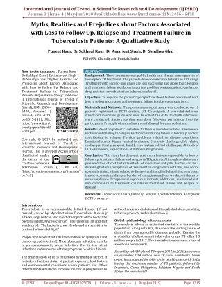 Myths, realities and prejudices about factors associated with loss to follow up, relapse and treatment failure in tuberc