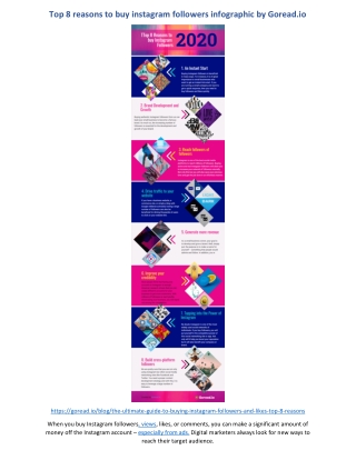 Top 8 reasons to buy instagram followers infographic by Goread.io