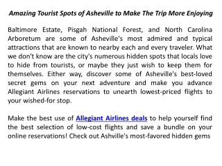 Amazing Tourist Spots of Asheville to Make The Trip More Enjoying
