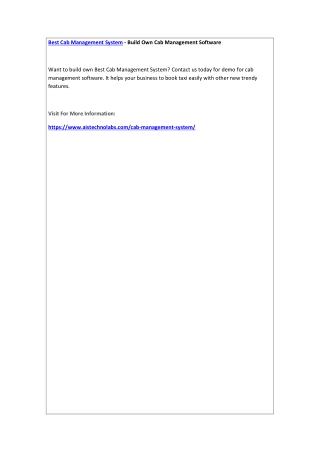 Best Cab Management System - Build Own Cab Management Software