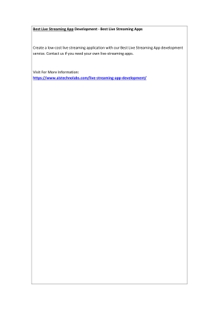 Best Live Streaming App Development - Best Live Streaming Apps