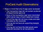 ProCard Audit Observations