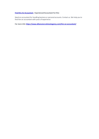 Find Hire An Accountant - Experienced Accountant For Hire