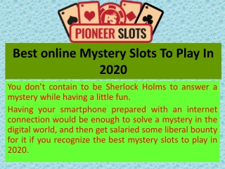 Best online Mystery Slots To Play In 2020