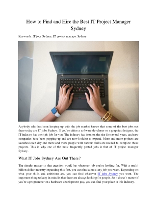 How to Find and Hire the Best IT Project Manager Sydney