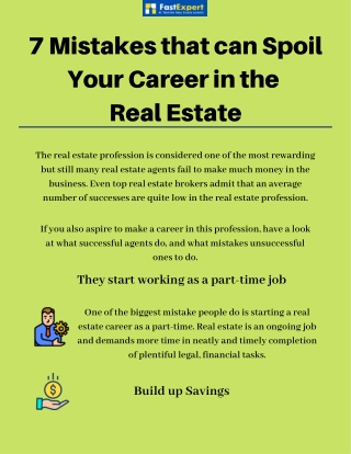 7 Mistakes that can Spoil Your Career in the Real Estate