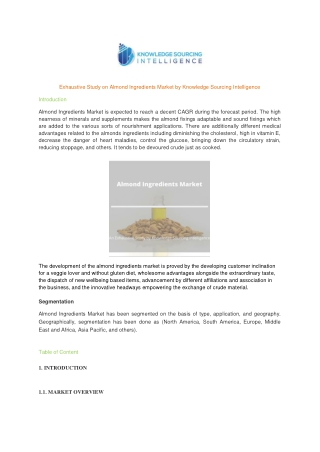 Comprehensive Report on Almond Ingredients Market