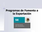 Programas de Fomento a la Exportaci n