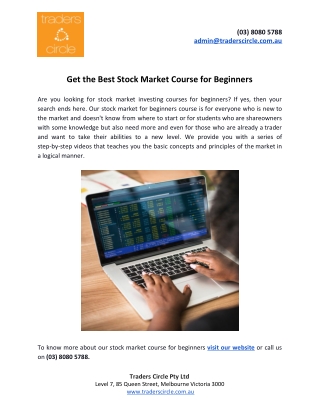 Get the Best Stock Market Course for Beginners