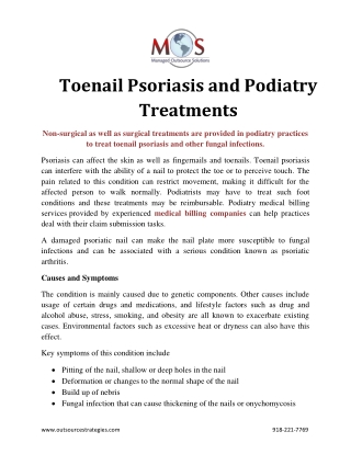 Toenail Psoriasis and Podiatry treatments