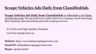 Scrape Vehicles Ads Daily from ClassifiedAds
