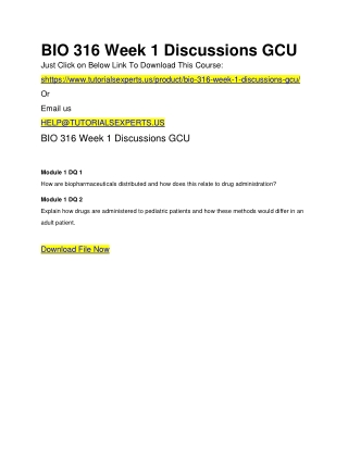 BIO 316 Week 1 Discussions GCU