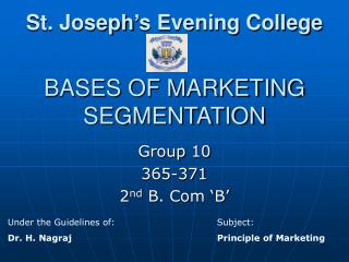 BASES OF MARKETING SEGMENTATION