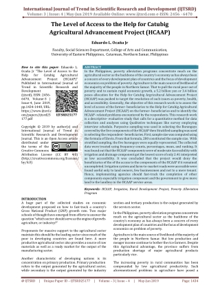 The Level of Access to The Help for Catubig Agricultural Advancement Project (HCAAP)