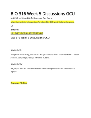 BIO 316 Week 5 Discussions GCU