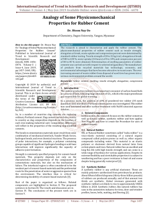 Analogy of Some Physicomechanical Properties for Rubber Cement