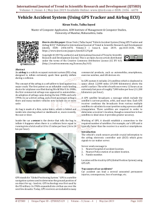 Vehicle Accident System (Using GPS Tracker and Airbag ECU)