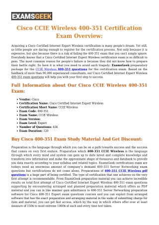 Cisco CCIE Wireless 400-351 [2020] Exam Questions - Success Secret