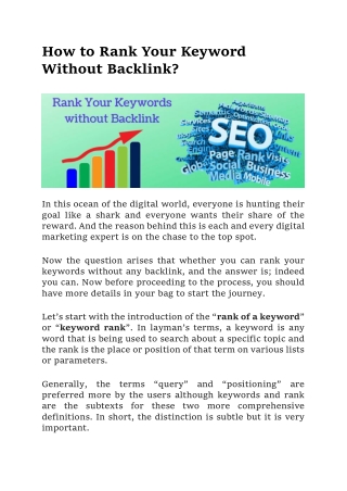 How to Rank Your Keyword without Backlinks?