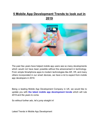 5 Mobile App Development Trends to look out
