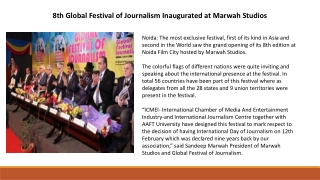 8th Global Festival of Journalism Inaugurated at Marwah Studios