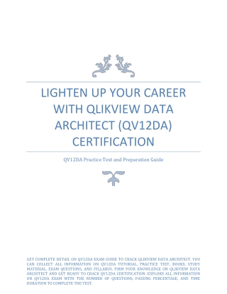 Lighten Up Your Career With QlikView Data Architect (QV12DA) Certification