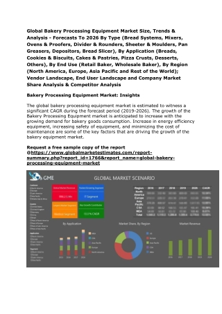 Global Bakery Processing Equipment Market Size, Trends & Analysis - Forecasts To 2026