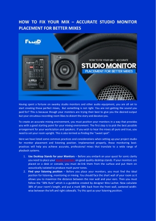 HOW TO FIX YOUR MIX – ACCURATE STUDIO MONITOR PLACEMENT FOR BETTER MIXES