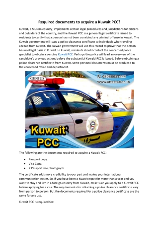 Required documents to acquire a Kuwait PCC?