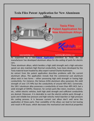 Tesla Files Patent Application for New Aluminum Alloys