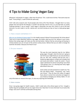 4 Tips to Make Going Vegan Easy