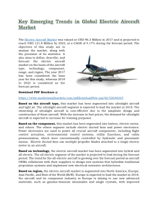 Key Emerging Trends in Global Electric Aircraft Market