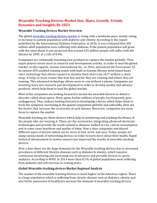 Wearable Tracking Devices Market Size, Share, Growth, Trends, Dynamics and Insights By 2023