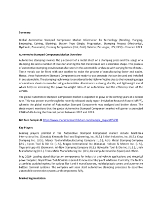 Automotive Stamped Component Market