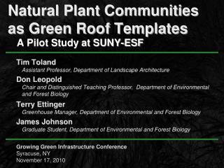 Natural Plant Communities as Green Roof Templates