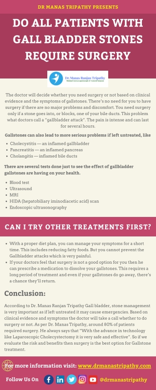 Do all patients with gall bladder stones require surgery | Gallstones Treatment in Bangalore, HSR Layout, Koramangala