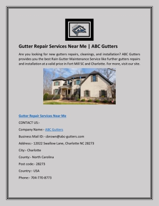 Gutter Repair Services Near Me | ABC Gutters