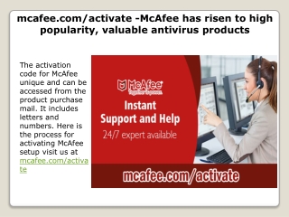 mcafee.com/activate -McAfee has risen to high popularity, valuable antivirus products