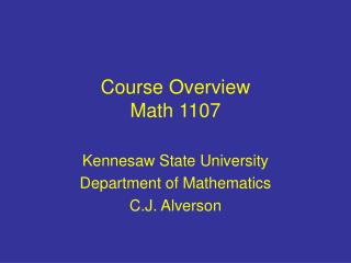 Course Overview Math 1107