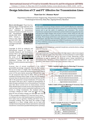 Design Selection of CT and PT’ Effective for Transmission Lines