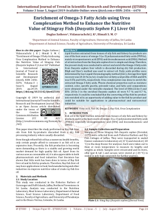 Enrichment of Omega 3 Fatty Acids using Urea Complexation Method to Enhance the Nutritive Value of Stingray Fish Dasyati