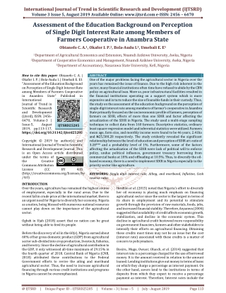 Assessment of the Education Background on Perception of Single Digit Interest Rate among Members of Farmers Cooperative